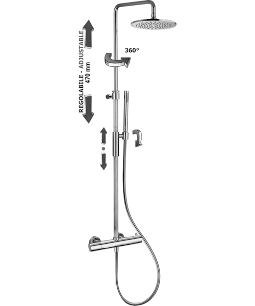 Душевая стойка Paffoni Birillo Master King с термостатом, хром ZCOL646KLIQCR (детальная фотография), современные, hi-tech