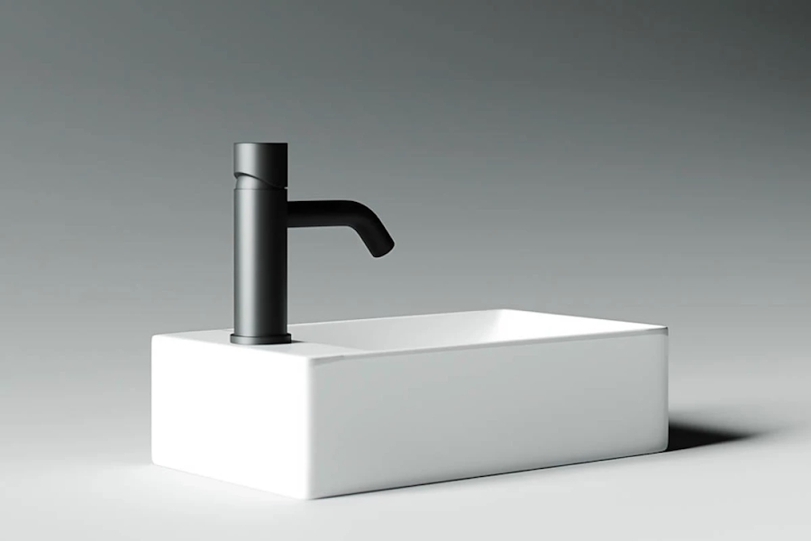 Раковина Sancos Element 38 см прямоугольная CN5008 (детальная фотография), белые