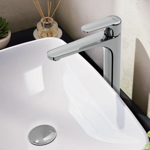 Смеситель для раковины VitrA Root Round хром A42707EXP (детальная фотография), современные, hi-tech