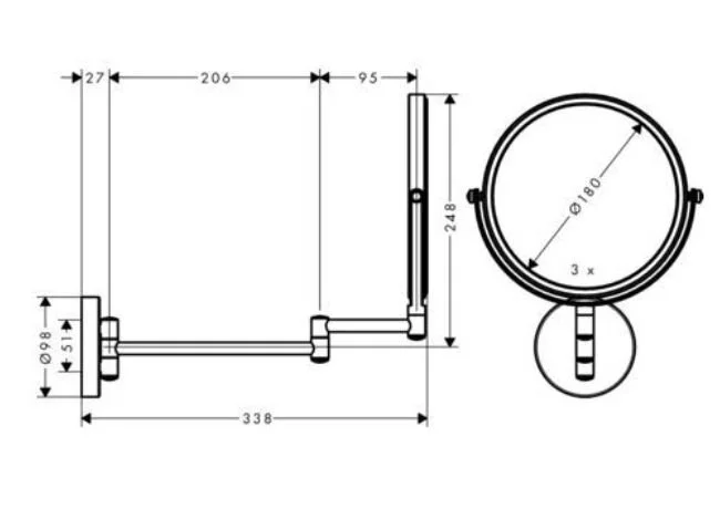 Зеркало Hansgrohe Logis Universal косметическое 73561000 (детальная фотография), в наличии