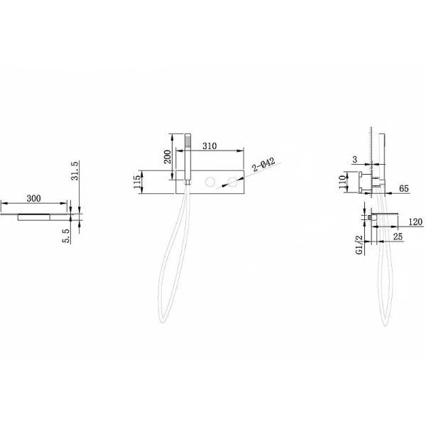 Смеситель для ванны Abber Rund AF8731 с каскадным изливом (детальная фотография), для ванны