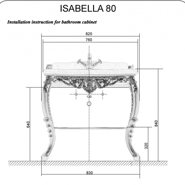 Консоль напольная, цвет белый глянец с золотом, Tessoro Isabella 80 TS-10108-W/G (детальная фотография), круглой формы