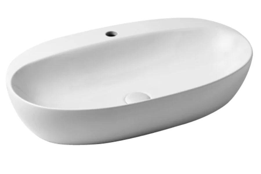 Раковина Azzurra Elegance 70 см овальная ELLA070420CMBI/(ECI70M bi)*1 (детальная фотография), накладные (на столешницу), пристенные