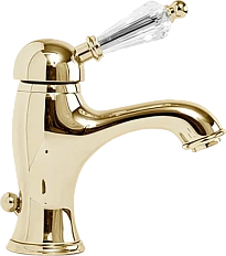 Смеситель для раковины Cezares Vintage золото 24 карат, ручка с кристаллом Swarovski