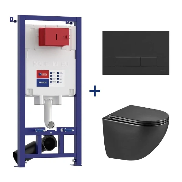 Унитаз с инсталляцией Lemark Glazer черный матовый 100802235 (детальная фотография)