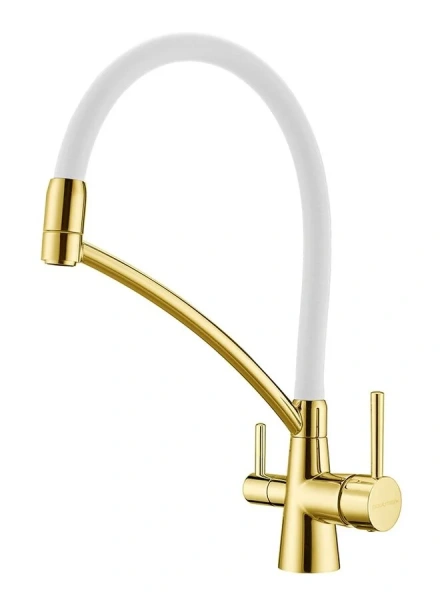 Смеситель для кухни Paulmark Siegen золото с белым Si213111-GW (детальная фотография)