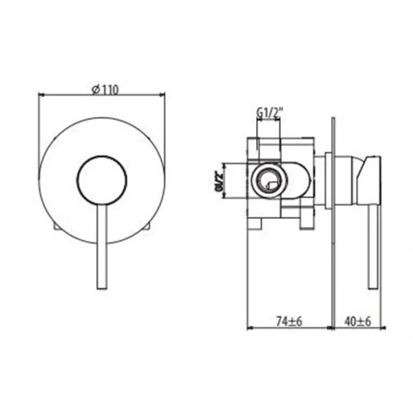 Смеситель для душа Gattoni Circle One 9031/90 встраиваемый (детальная фотография), для душа