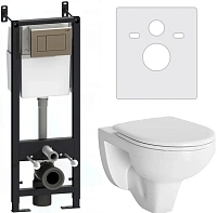 Унитаз с инсталляцией Damixa Jupiter с клавишей глянцевый хром