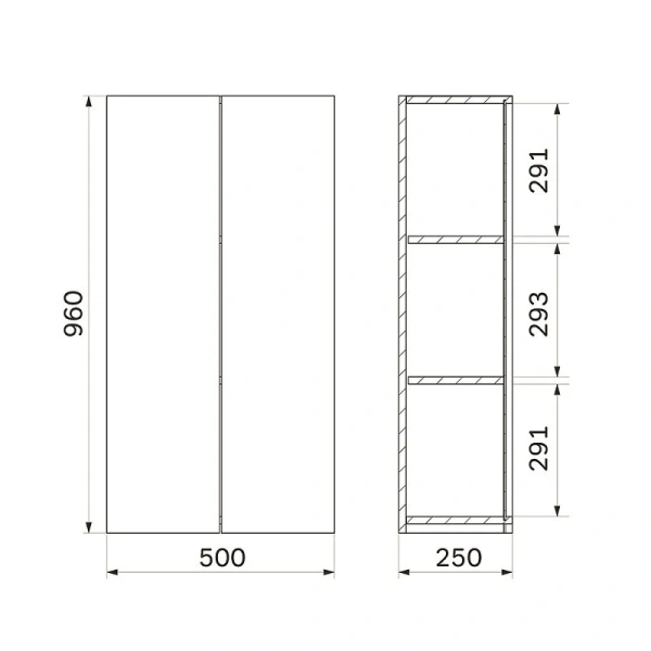 Шкаф подвесной Am.Pm X-Joy 50 см с двумя распашными дверками M85CHX0502WG (детальная фотография), в наличии