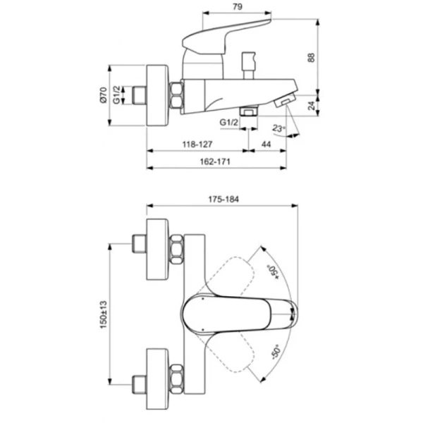 Душевой комплект Ideal Standard Ceraflex хром BD001AA (детальная фотография), комплекты