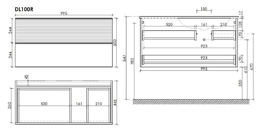 Тумба под раковину подвесная Sancos Delta 100 см правая дуб светлый/белая DL100RW (детальная фотография), в наличии