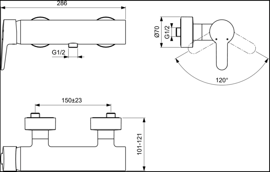 Смеситель для душа Ideal Standard Connect Blue однорычажный B9924AA (детальная фотография), для душа