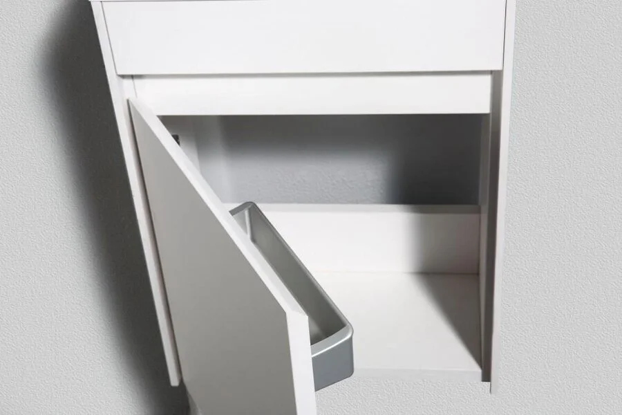 Тумба под раковину подвесная Belbagno Pietra Mini 40 см правосторонняя, bianco lucido PIETRA MINI-400-1A-SO-BL-R (детальная фотография), недорогo, комплект (набор), маленькая, узкая