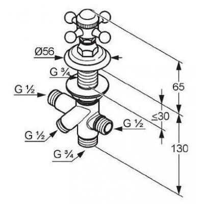 Переключатель потоков Kludi 1926 позолоченный 518484520 (детальная фотография), по запросу
