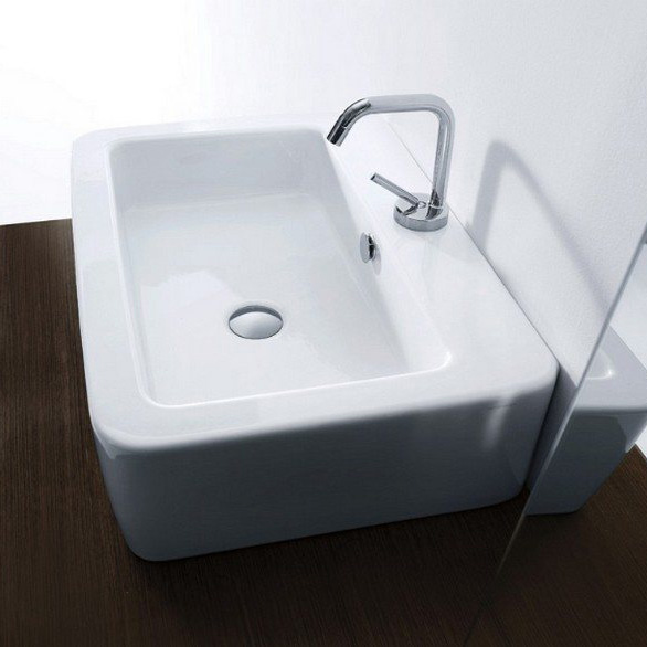 Раковина Kerasan Ego 60 см белая 324201*1 (детальная фотография), подвесные, накладные (на столешницу), пристенные