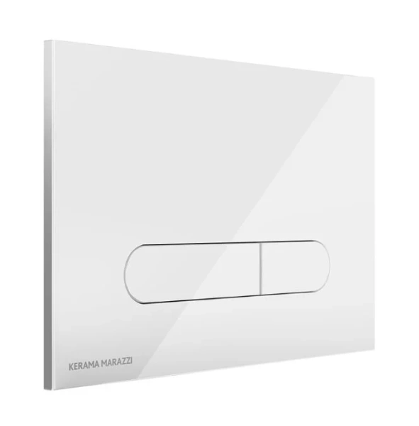 Клавиша смыва Kerama Marazzi Pro белая глянцевая FP.PRO.WHT (детальная фотография), слив эконом-стандарт с двумя клавишами