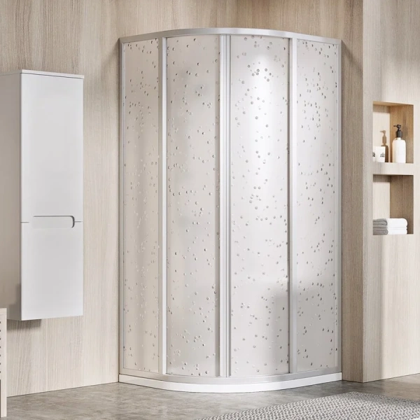 Полукруглый душевой уголок, профиль сатин, пластик пеарл, Ravak Supernova SKCP4-90 31170U0011 (детальная фотография)