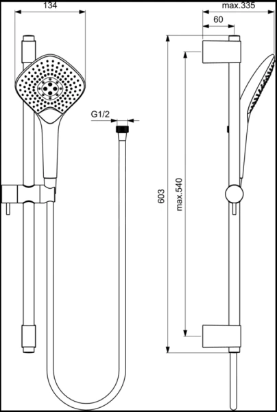 Душевой гарнитур Ideal Standard IdealRain Evo Jet Diamond XL3 B1762AA (детальная фотография), душевые гарнитуры