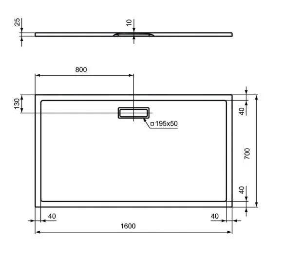 Душевой поддон Ideal Standard UltraFlat New 160х70 см белый матовый T4478V1 (детальная фотография), низкие до 15 см