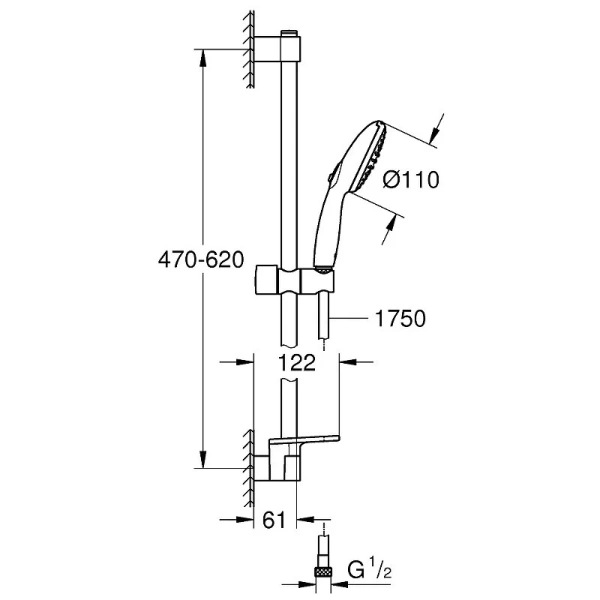 Душевой гарнитур Grohe Tempesta хром 27926003 (детальная фотография), душевые гарнитуры