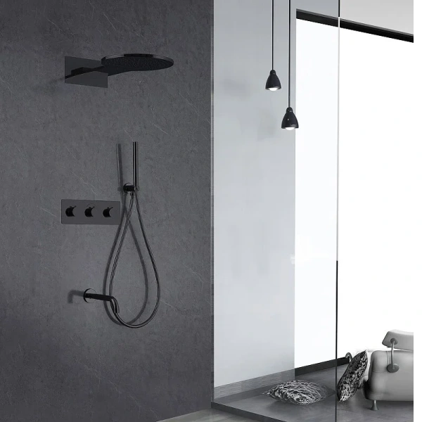 Душевой комплект Abber Wasser Kreis черный матовый AF8150B (детальная фотография), черные
