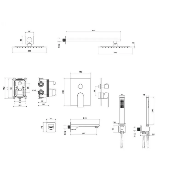 Душевой комплект Акватек Лира черный матовый AQ1473MB (детальная фотография), душевые комплекты, наборы