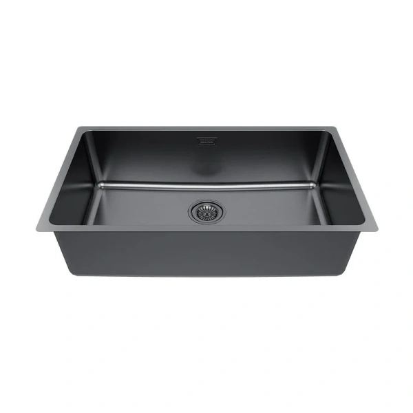 Мойка для кухни Paulmark Yuni 76 см вороненая сталь YU76-GM (детальная фотография), из нержавеющей стали, стальные, металлические