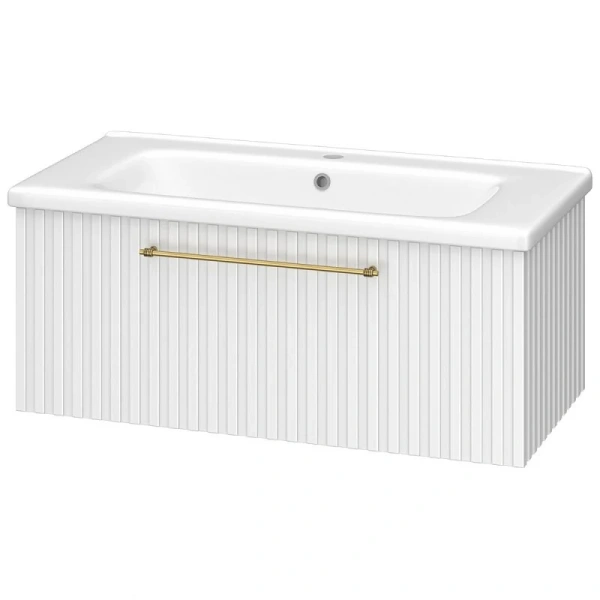 Тумба под раковину подвесная Brevita Alicante 90 см белая ALI-09090-0101Я (детальная фотография)