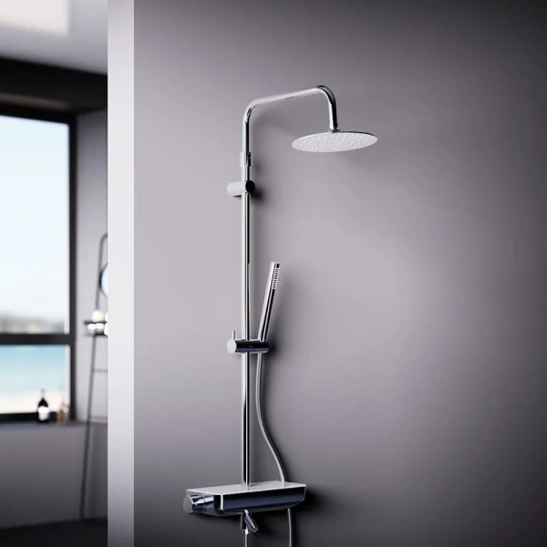 Душевая стойка Damixa Scandinavian Pure 936760 с термостатом (детальная фотография), хром, черные