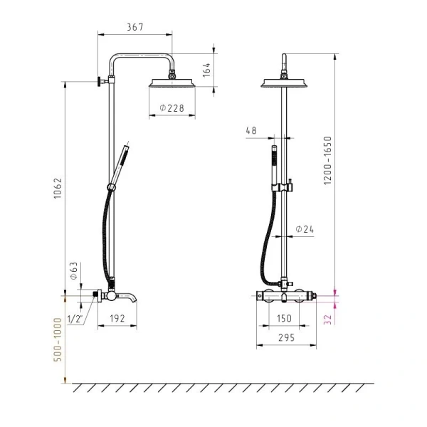 Душевая стойка Migliore Ermitage Mini бронза 31524 (детальная фотография), классические, ретро
