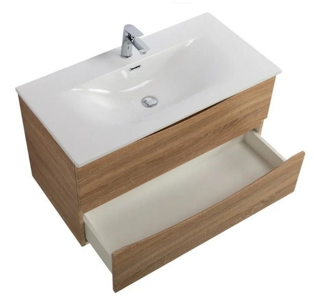 Тумба под раковину подвесная BelBagno Marino-Cer-N 80 см Rovere Bianco MARINO-CER-N-800-2C-SO-WO-P (детальная фотография), моноблок