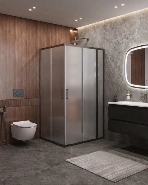 Душевой уголок Cezares Molveno 110х90 см стекло рифленое профиль оружейная сталь MOLVENO-AH-21-90+20-P-GM (детальная фотография), современные, hi-tech