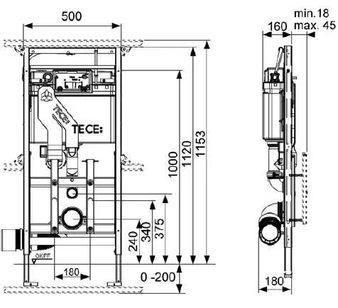 Инсталляция для унитаза Tece TECElux 9.600.400 (детальная фотография), для унитаза