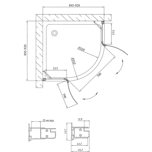 Схема (детальная фотография), четверть круга