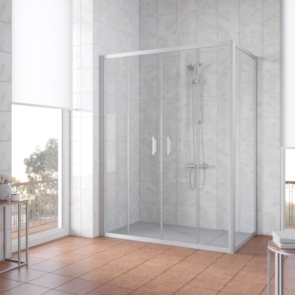 Душевой уголок профиль матовый хром стекло прозрачное Vegas-glass Z2P+ZPV NOVO 180*80 07 01 (детальная фотография)