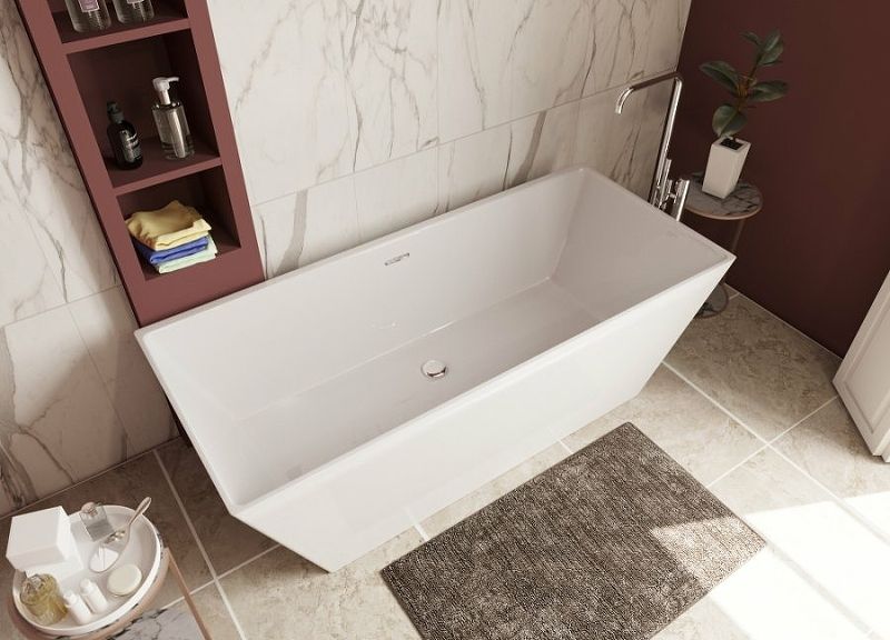 Ванна из литьевого мрамора Эстет Манхэттен 175x77 см белая матовая ФР-00014435 (детальная фотография), современныe, hi-tech