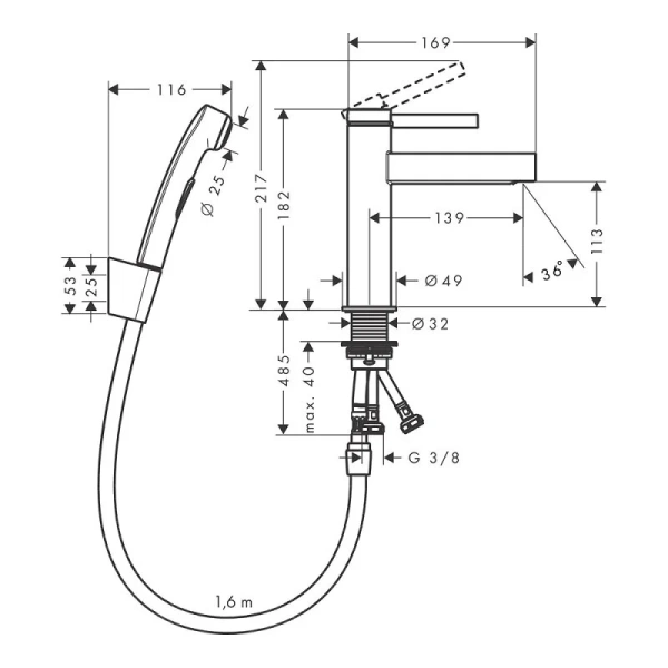 Смеситель для раковины Hansgrohe Finoris хром 76210000 (детальная фотография), для раковины