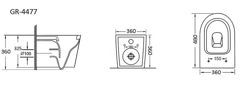 Унитаз подвесной Grossman черный GR-4477BMS (детальная фотография), современные, hi-tech