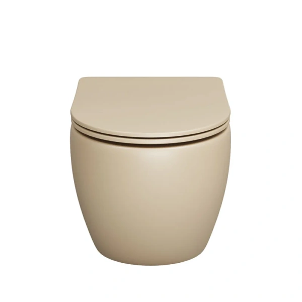 Унитаз подвесной Grossman Color бежевый матовый GR-4411BEMS (детальная фотография), без бачка, со скрытым бачком