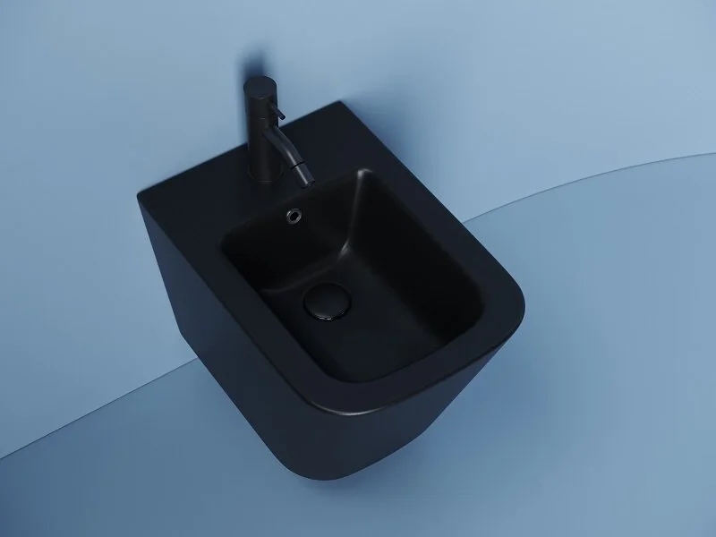 Биде подвесное Ceramicanova Union черное матовое CN4010MB (детальная фотография), черные