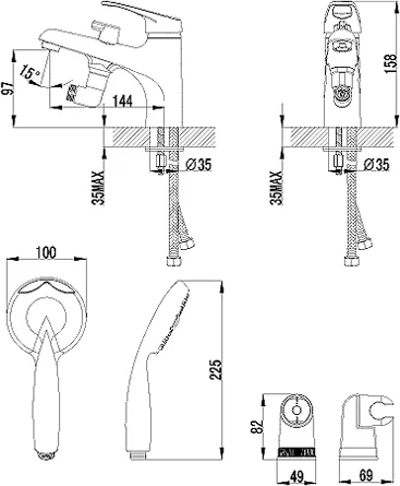 Смеситель для ванны Lemark Omega LM3115C (детальная фотография), для ванны