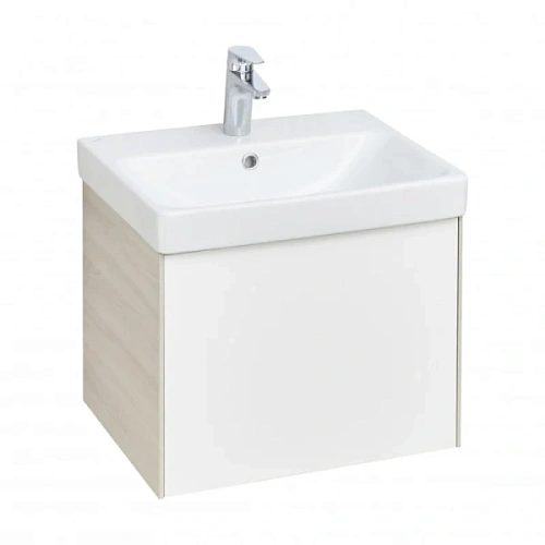 Тумба под раковину подвесная Акватон Асти 55 см белый/ясень шимо - фото 1