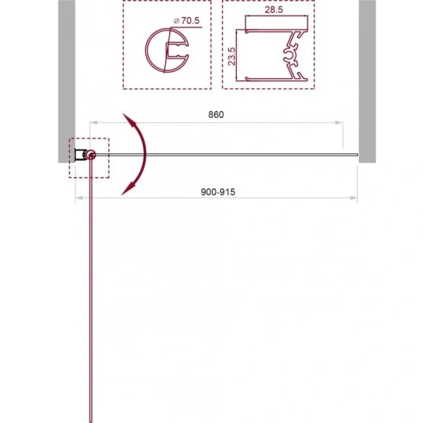 Шторка для ванны BelBagno Uno 90х150 см профиль хром стекло прозрачное UNO-V-1-90/150-C-Cr (детальная фотография), современные, hi-tech