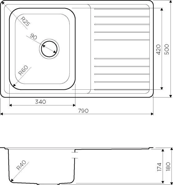 Мойка для кухни Omoikiri Sagami 79-IN 79 см нержавеющая сталь, универсальная 4993735 (детальная фотография), из нержавеющей стали, стальные, металлические