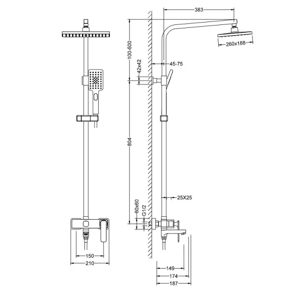 Душевая стойка Timo Torne золото SX-4320/17 (детальная фотография), современные, hi-tech