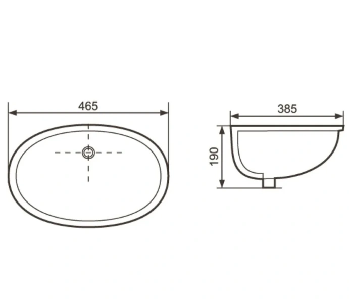 Раковина Акватек 46.5 см для монтажа под столешницу AQ0181-00 (детальная фотография), современные, hi-tech