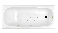 Ванна гидромассажная Whitecross Layla Relax, 170 х 75 см, увеличенная толщина акрила, усиленная армировка, белый/золото, 0102.170075.100.RELAX.GL