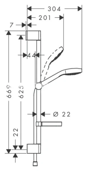 Душевой гарнитур Hansgrohe Croma Select E с мыльницей 26586400 (детальная фотография), душевые гарнитуры