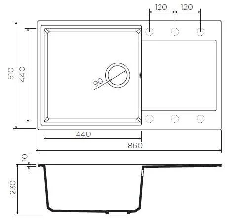 Мойка для кухни Omoikiri Daisen-86-BE 86 см ваниль 4993694 (детальная фотография), из искусственного гранита