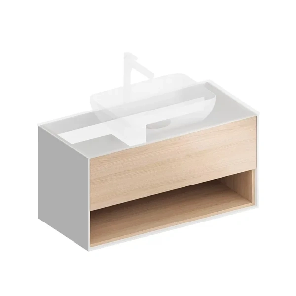 Тумба под раковину подвесная Kerama Marazzi Plaza Modern 100 см дуб виченца PLB.M.100.1\OAK.V (детальная фотография), в наличии